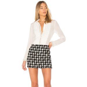 NWT Alice + Olivia Black and White Tweed Elena Mini Skirt Small / 6
